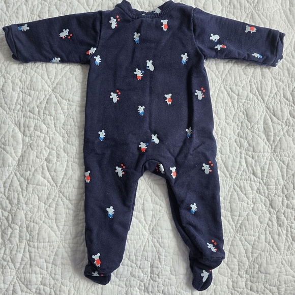 Jacadi Unisex Mid Weight Cotton Footed Sleeper Newborn -1month Mouse Print - Picture 6 of 7